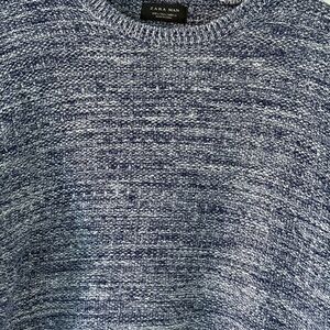 Zara Textured Navy Crewneck Sweater